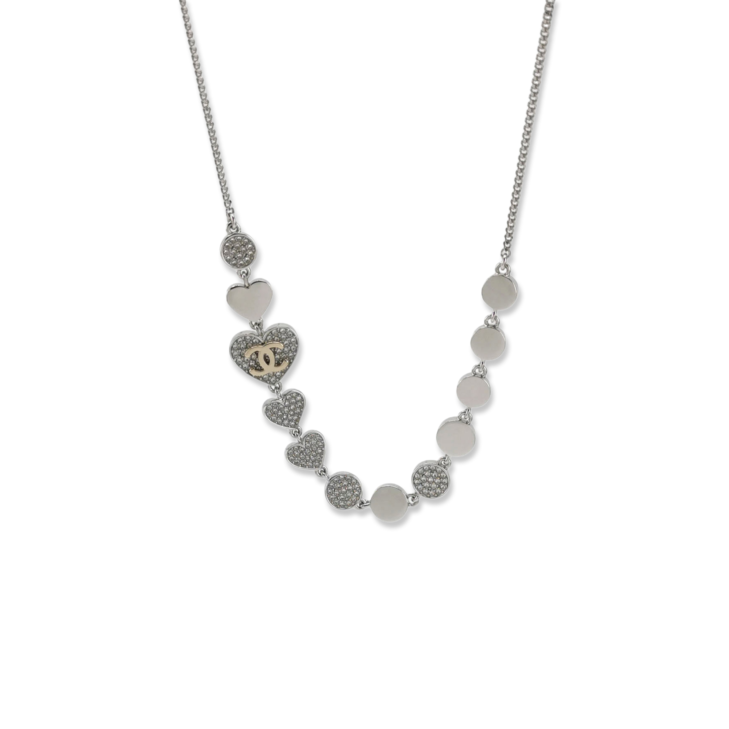 CHANEL SILVER IMITATION CRYSTAL DOUBLE